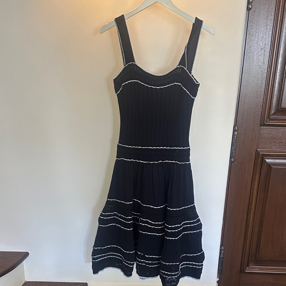 Sandro navy Midi Dress with light blue Trim